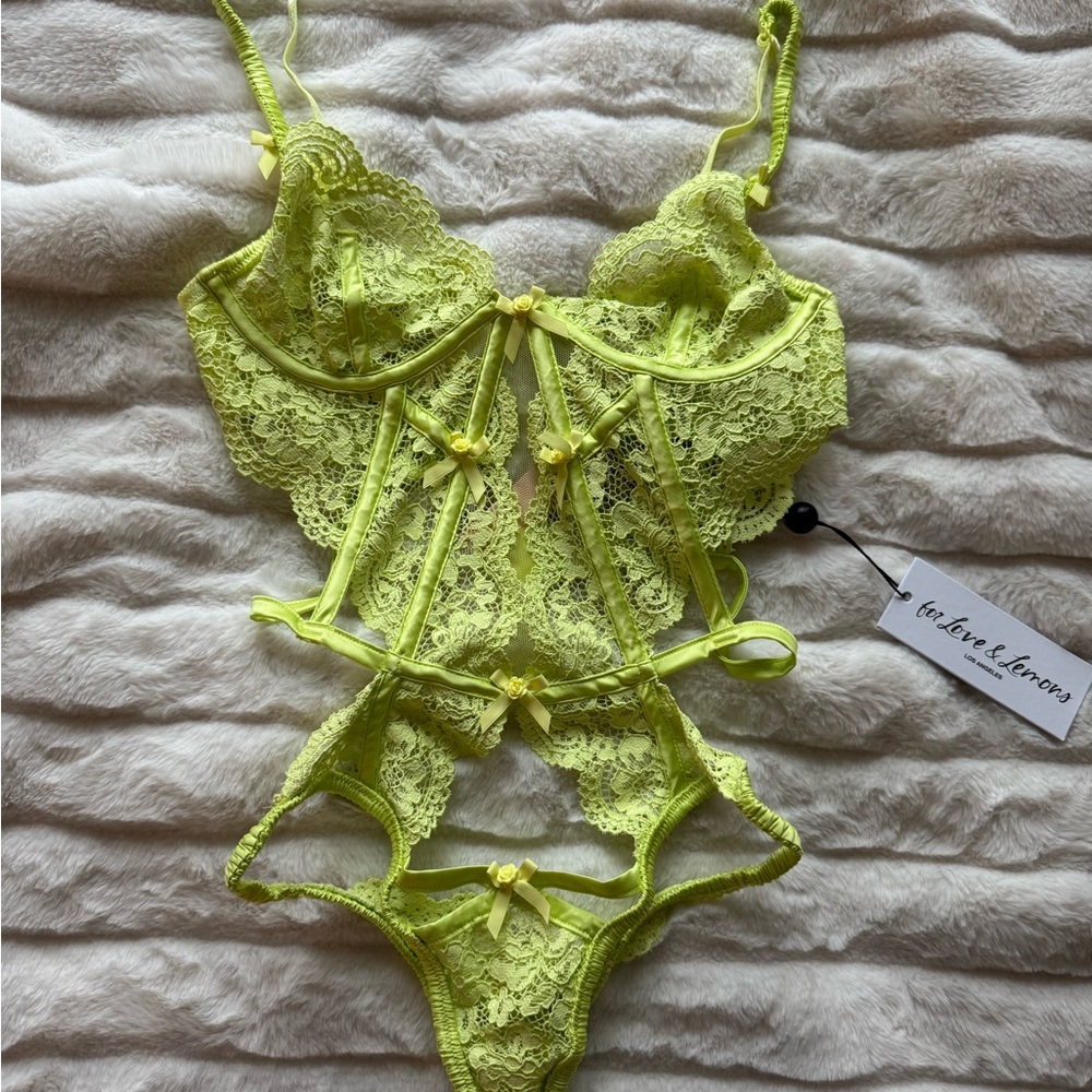 For Love And Lemons Neon Lace Bodysuit Lingerie
